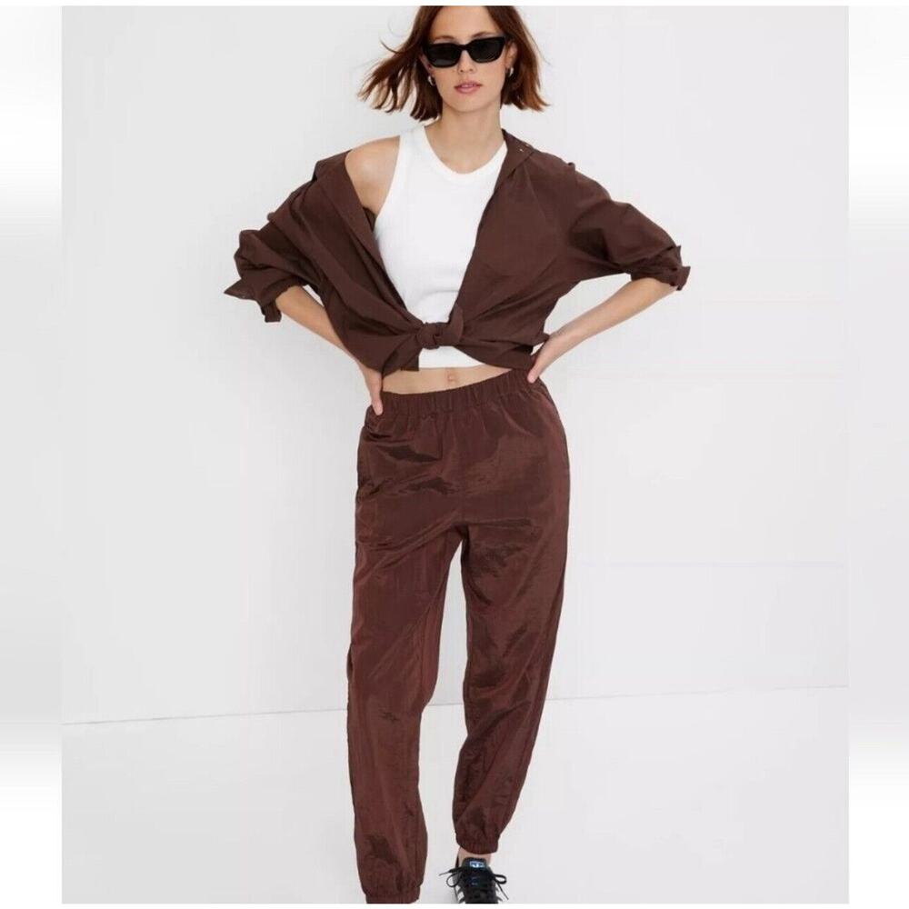 Gap Windbreaker Jogger Pants Sz L 80’s Inspired Y2K Sporty Athletic Retro Brown
